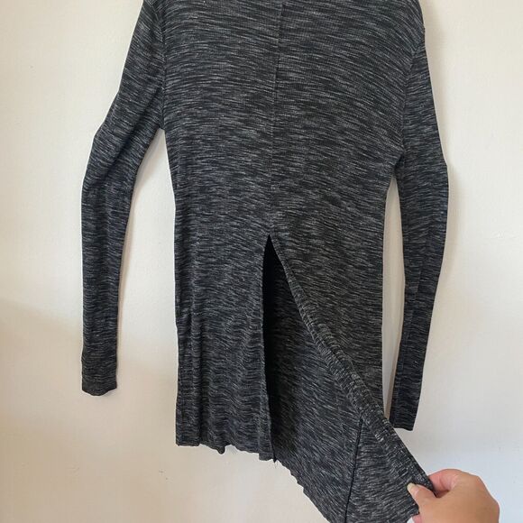 We The Free Stone Cold Split Back Long Sleeve Turtleneck Top Black Gray Medium - Picture 4 of 11